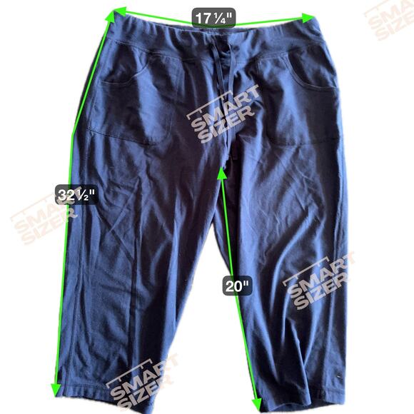 Athletic Works Blue Wide Leg Pull On Capri Pants Tie Waist, Pockets Size XL - Picture 4 of 5